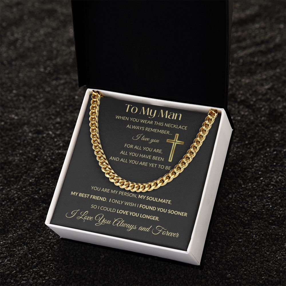 Cuban Link Chain Necklace - To My Man - Cross