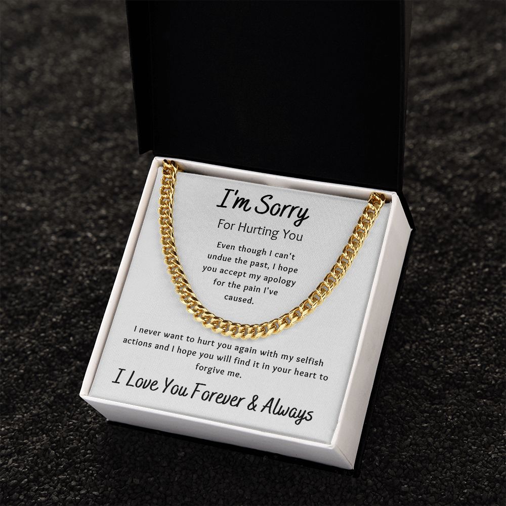 I'm Sorry Apology Gift for Him, Cuban Chain Link Necklace - To Husband, Boyfriend, Son, Brother, Ex