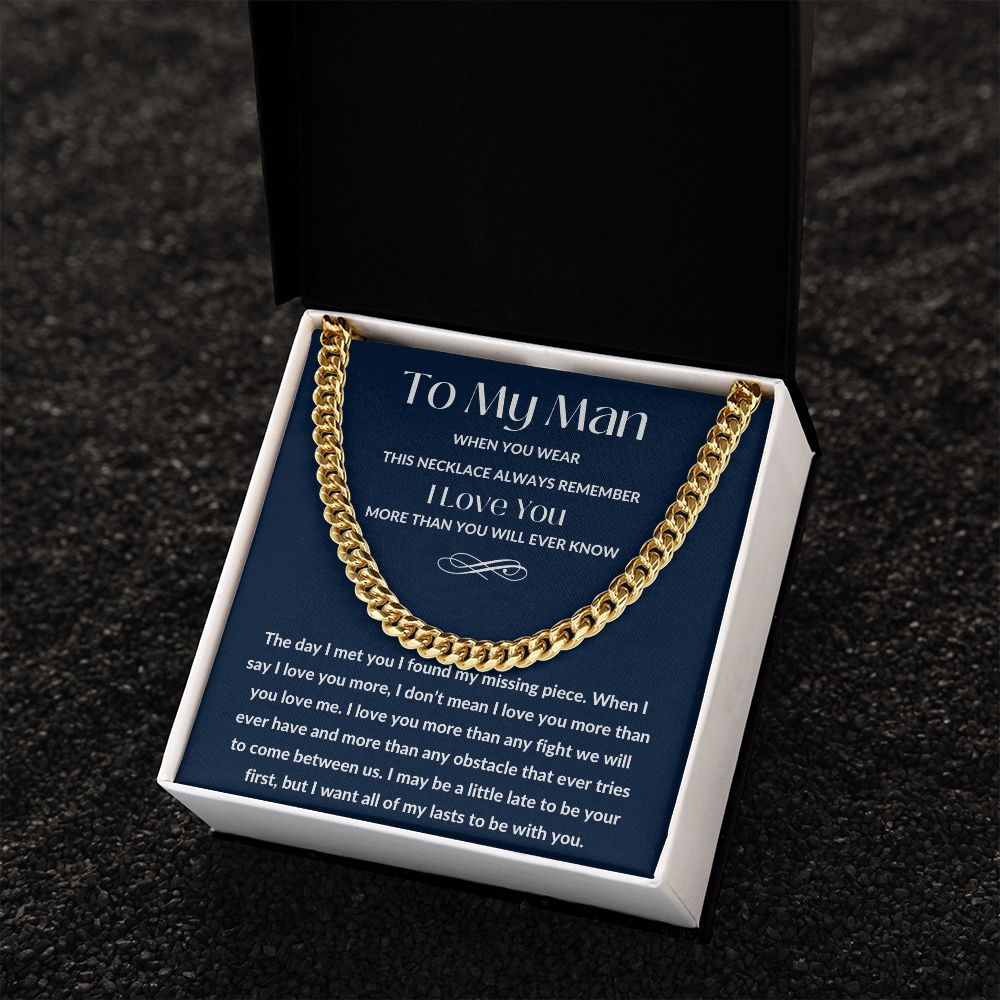 Cuban Link Chain, Gift to My Man, Husband, Boyfriend - I Love You - Anniversay, Birthdays, Christmas, Valentines Day,