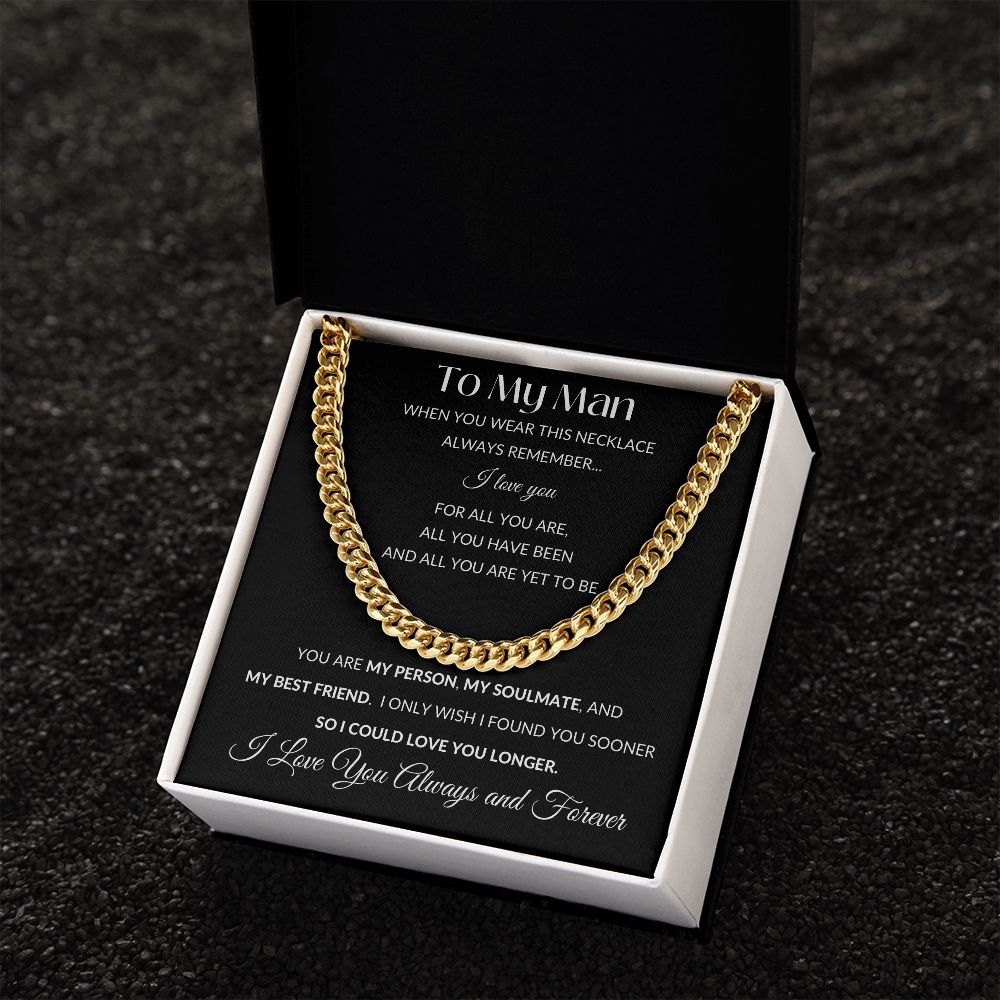 Cuban Link Necklace Chain, To My Man - Black