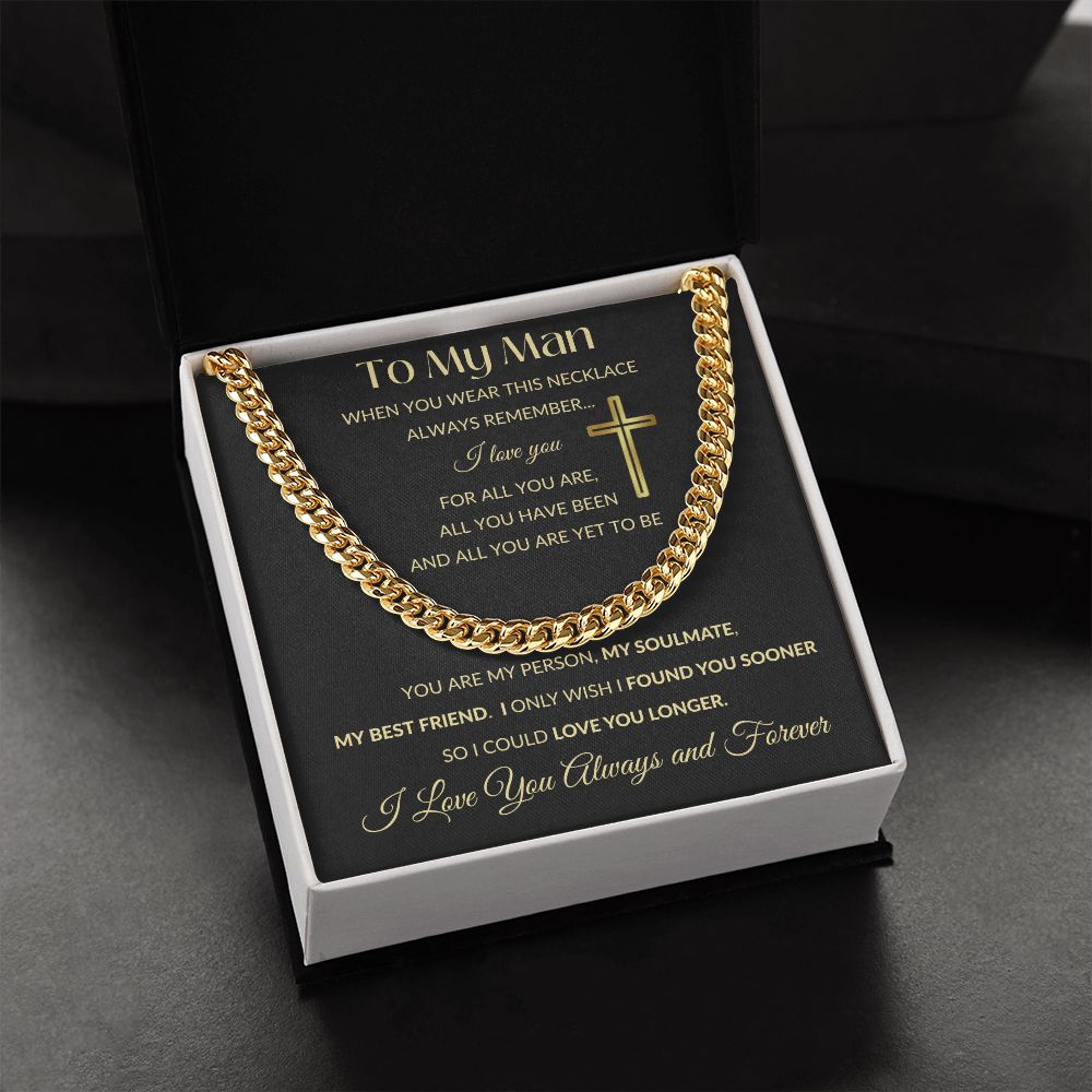 Cuban Link Chain Necklace - To My Man - Cross
