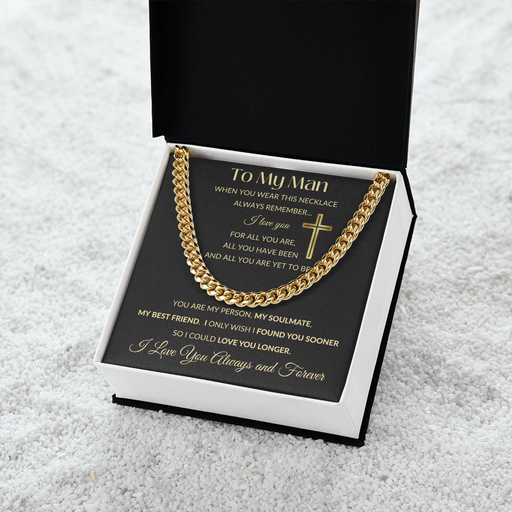 Cuban Link Chain Necklace - To My Man - Cross