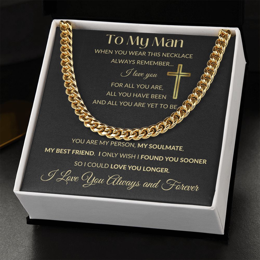 Cuban Link Chain Necklace - To My Man - Cross