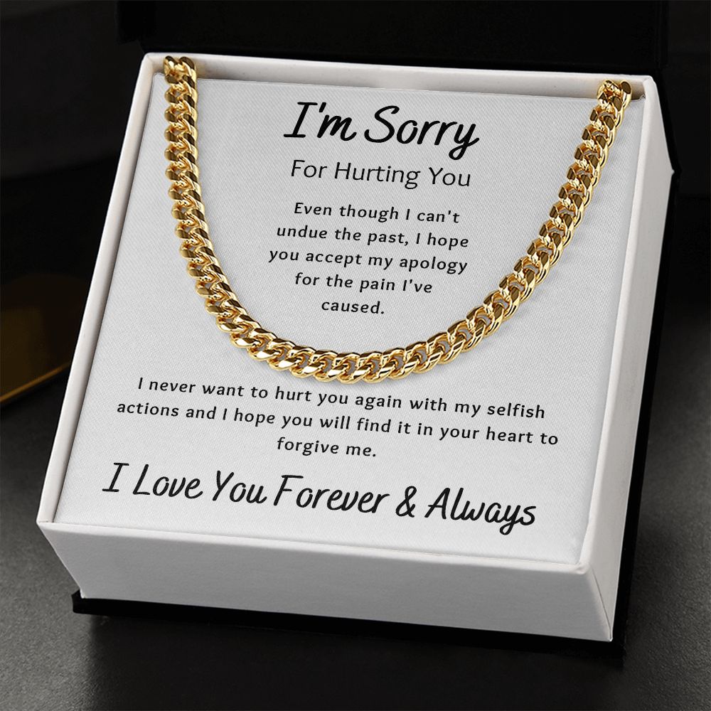I'm Sorry Apology Gift for Him, Cuban Chain Link Necklace - To Husband, Boyfriend, Son, Brother, Ex