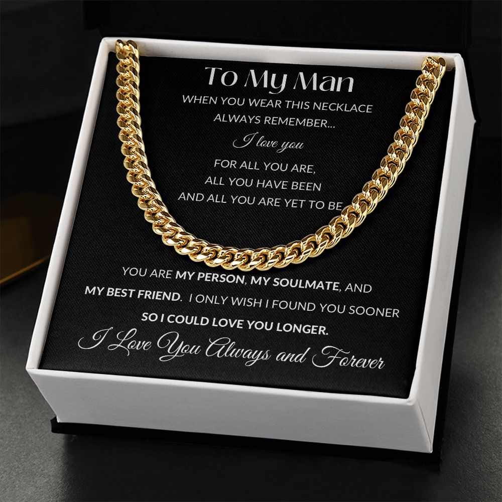 Cuban Link Necklace Chain, To My Man - Black