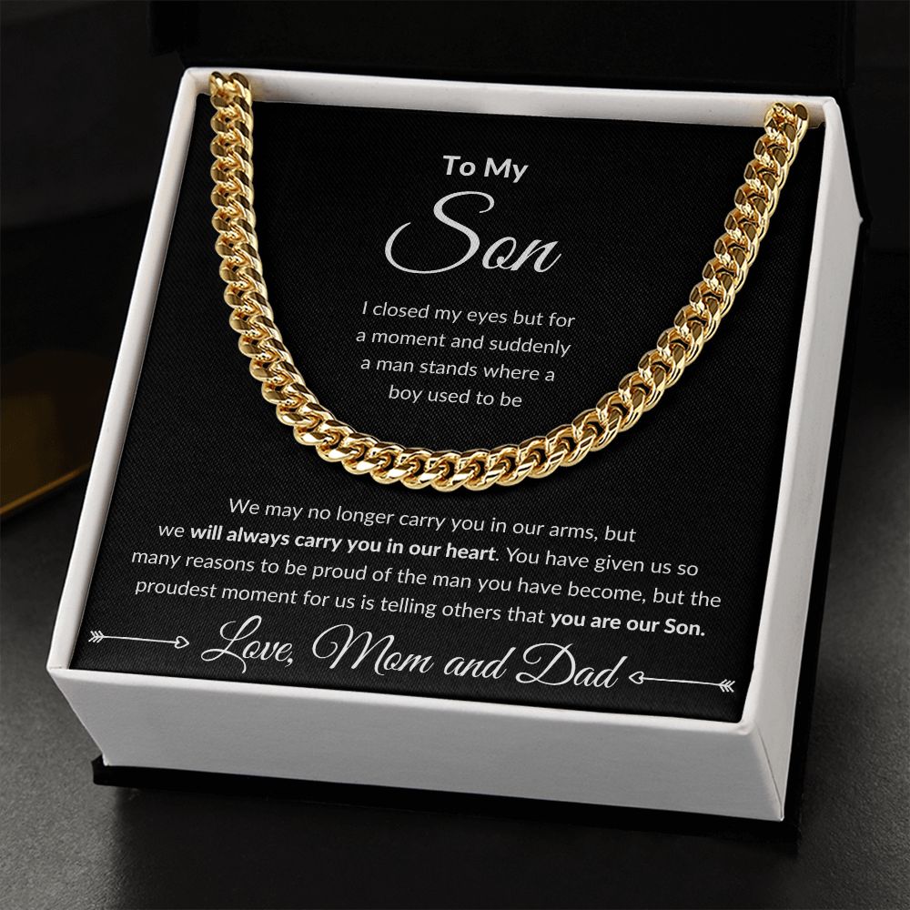 Cuban Link Chain, Gift to Son from Mom and Dad - I close my eyes