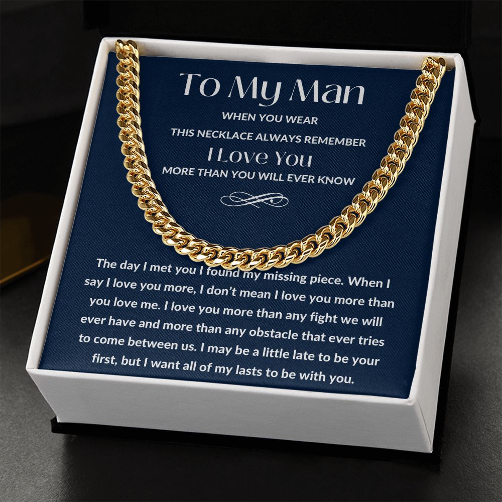 Cuban Link Chain, Gift to My Man, Husband, Boyfriend - I Love You - Anniversay, Birthdays, Christmas, Valentines Day,