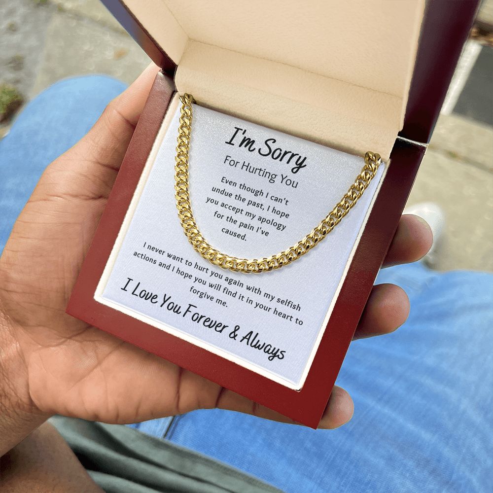 I'm Sorry Apology Gift for Him, Cuban Chain Link Necklace - To Husband, Boyfriend, Son, Brother, Ex