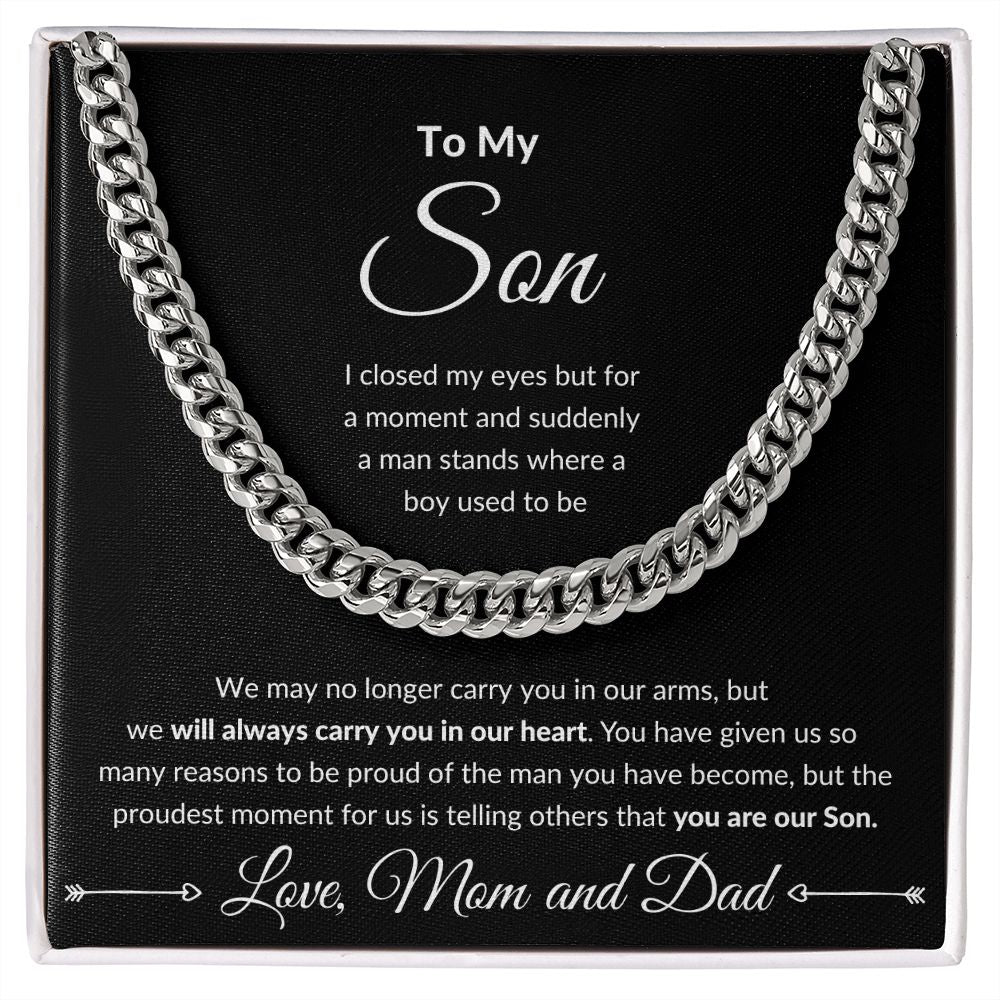 Cuban Link Chain, Gift to Son from Mom and Dad - I close my eyes