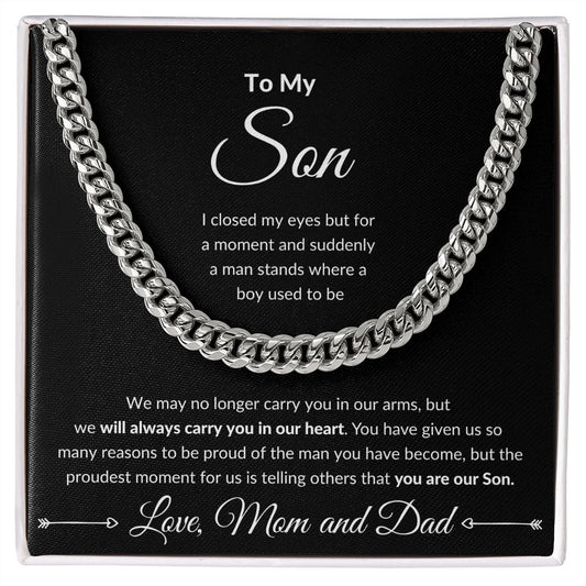 Cuban Link Chain, Gift to Son from Mom and Dad - I close my eyes