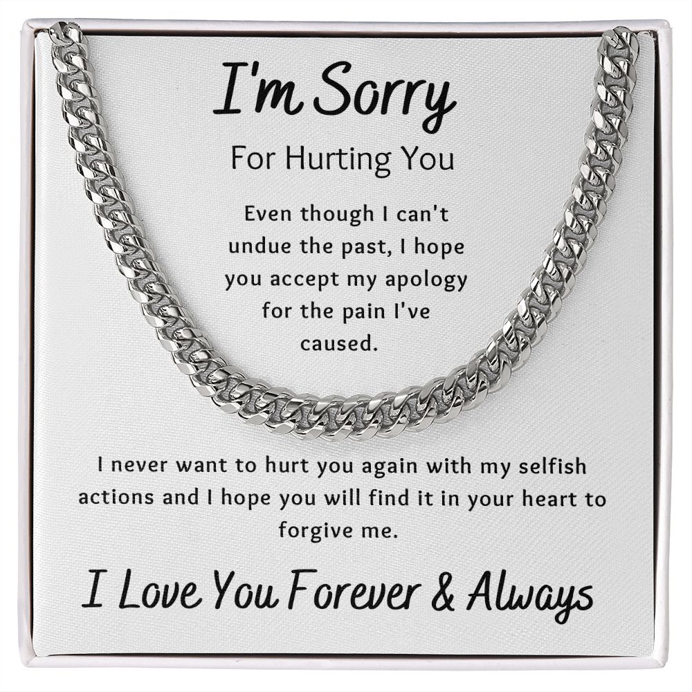 I'm Sorry Apology Gift for Him, Cuban Chain Link Necklace - To Husband, Boyfriend, Son, Brother, Ex