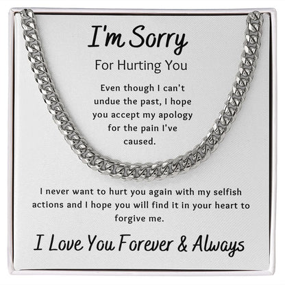 I'm Sorry Apology Gift for Him, Cuban Chain Link Necklace - To Husband, Boyfriend, Son, Brother, Ex