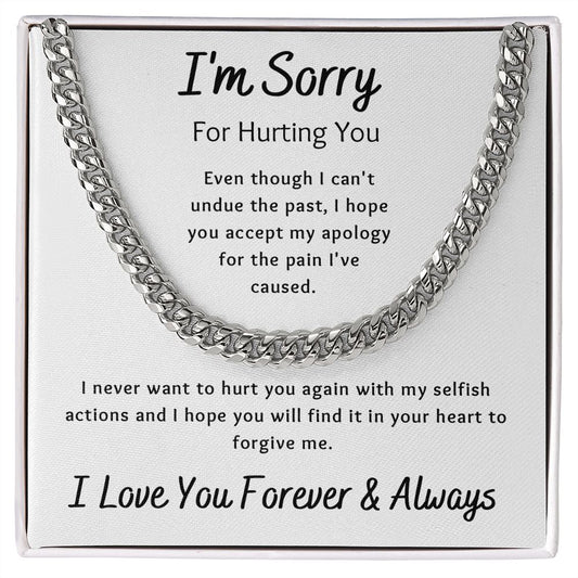 I'm Sorry Apology Gift for Him, Cuban Chain Link Necklace - To Husband, Boyfriend, Son, Brother, Ex