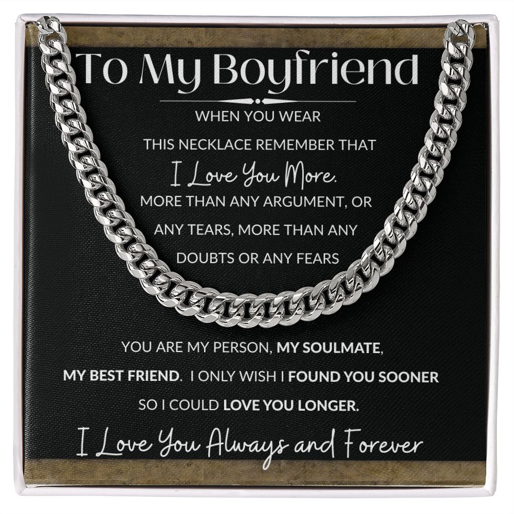 Cuban Link Necklace, GIFT TO BOYFRIEND - I Love You More