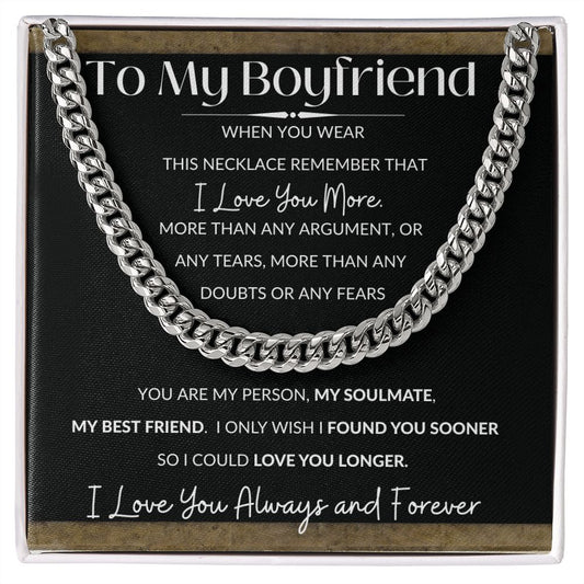 Cuban Link Necklace, GIFT TO BOYFRIEND - I Love You More
