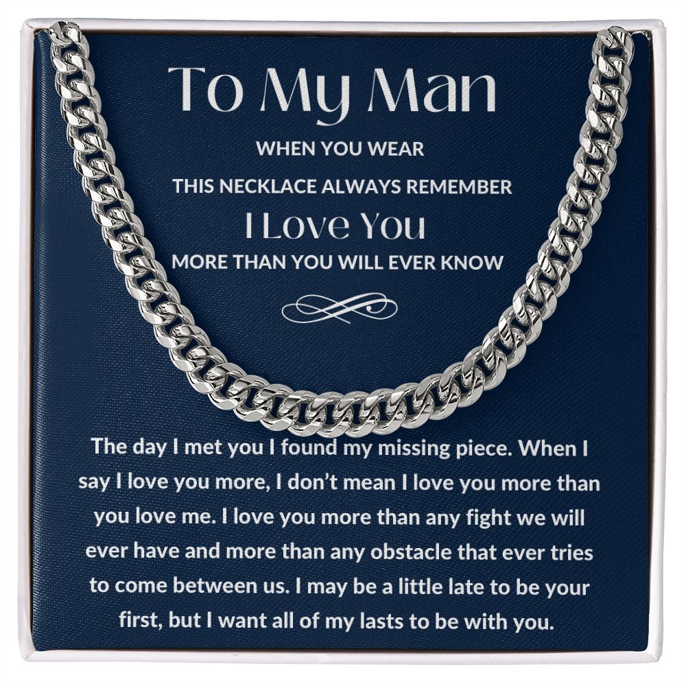 Cuban Link Chain, Gift to My Man, Husband, Boyfriend - I Love You - Anniversay, Birthdays, Christmas, Valentines Day,