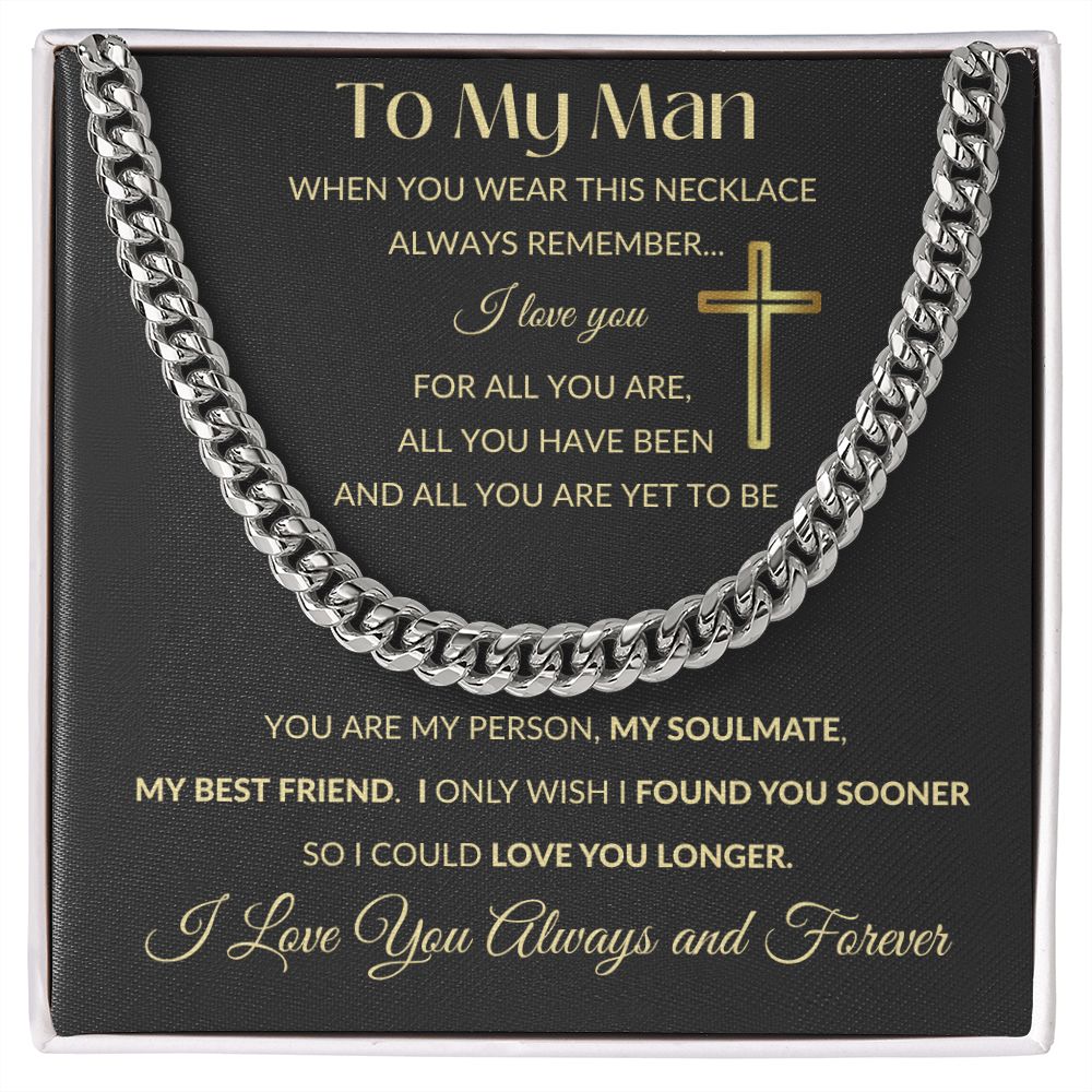 Cuban Link Chain Necklace - To My Man - Cross