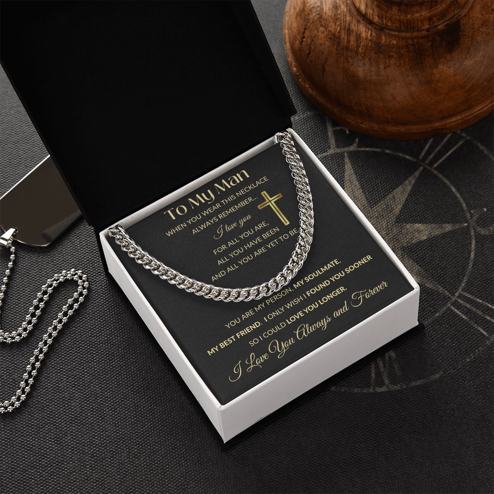 Cuban Link Chain Necklace - To My Man - Cross