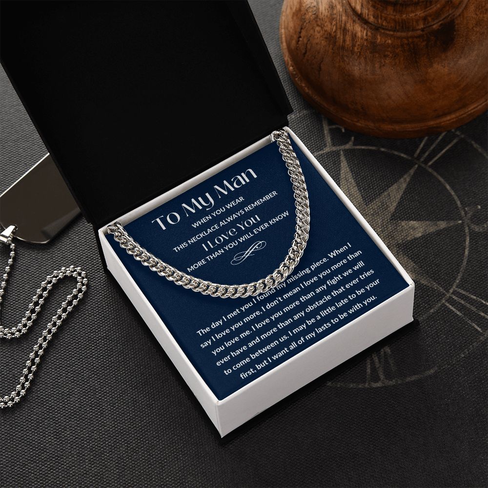 Cuban Link Chain, Gift to My Man, Husband, Boyfriend - I Love You - Anniversay, Birthdays, Christmas, Valentines Day,
