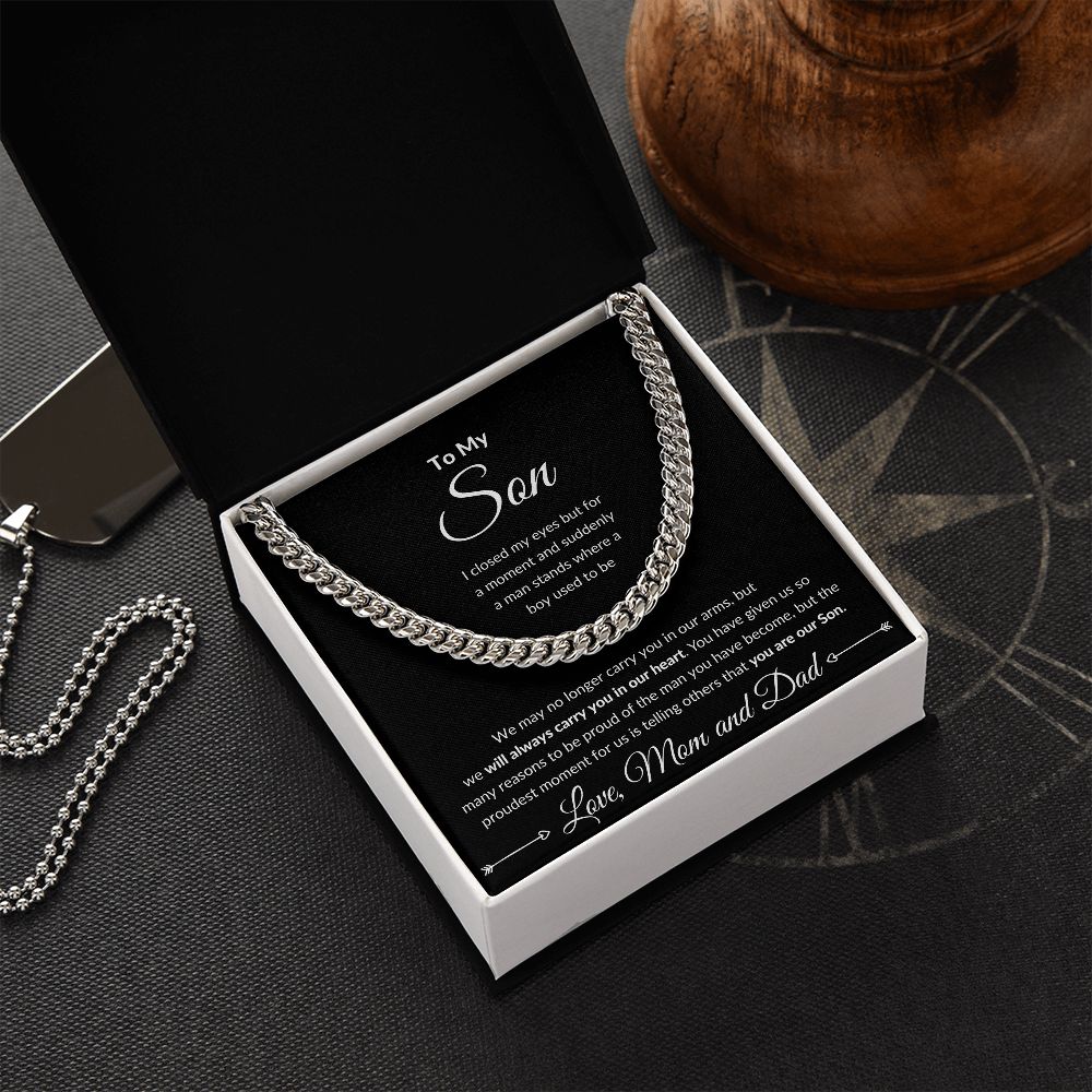 Cuban Link Chain, Gift to Son from Mom and Dad - I close my eyes
