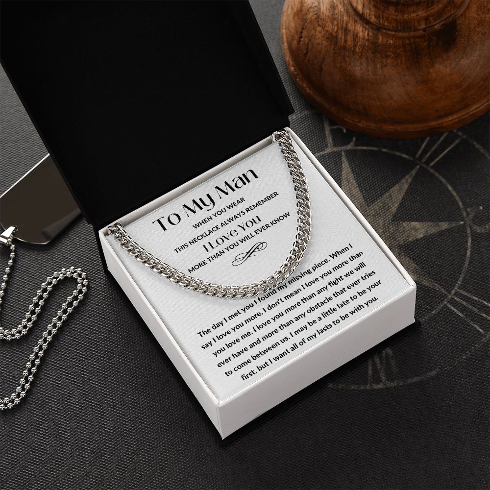 Cuban Link Chain, Gift to My Man, Husband, Boyfriend, Soulmate - My Missing Piece - Anniversary, Birthday, Christmas, Valentines Day