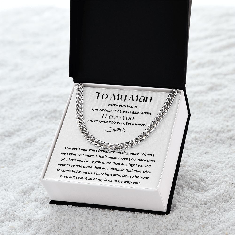 Cuban Link Chain, Gift to My Man, Husband, Boyfriend, Soulmate - My Missing Piece - Anniversary, Birthday, Christmas, Valentines Day