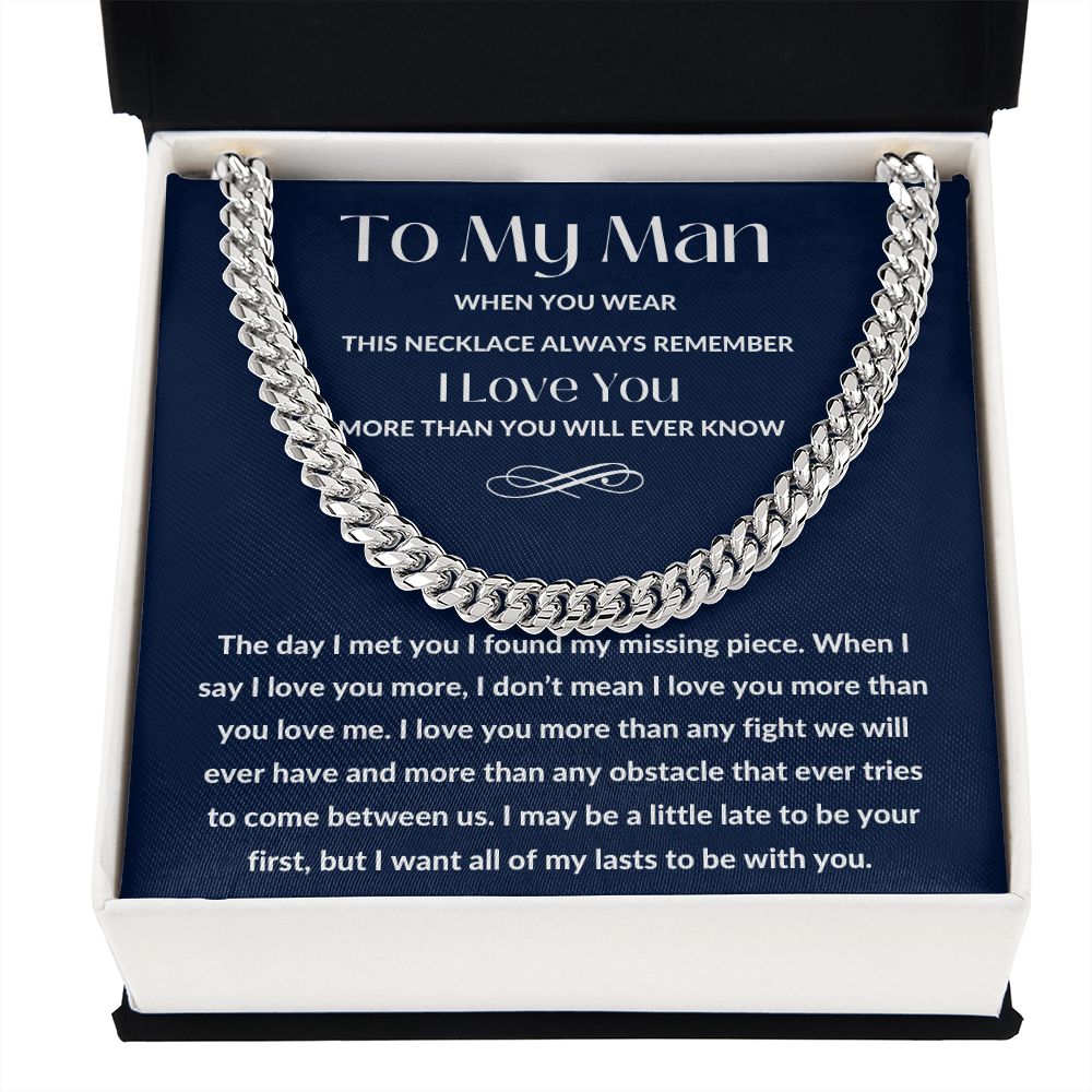 Cuban Link Chain, Gift to My Man, Husband, Boyfriend - I Love You - Anniversay, Birthdays, Christmas, Valentines Day,