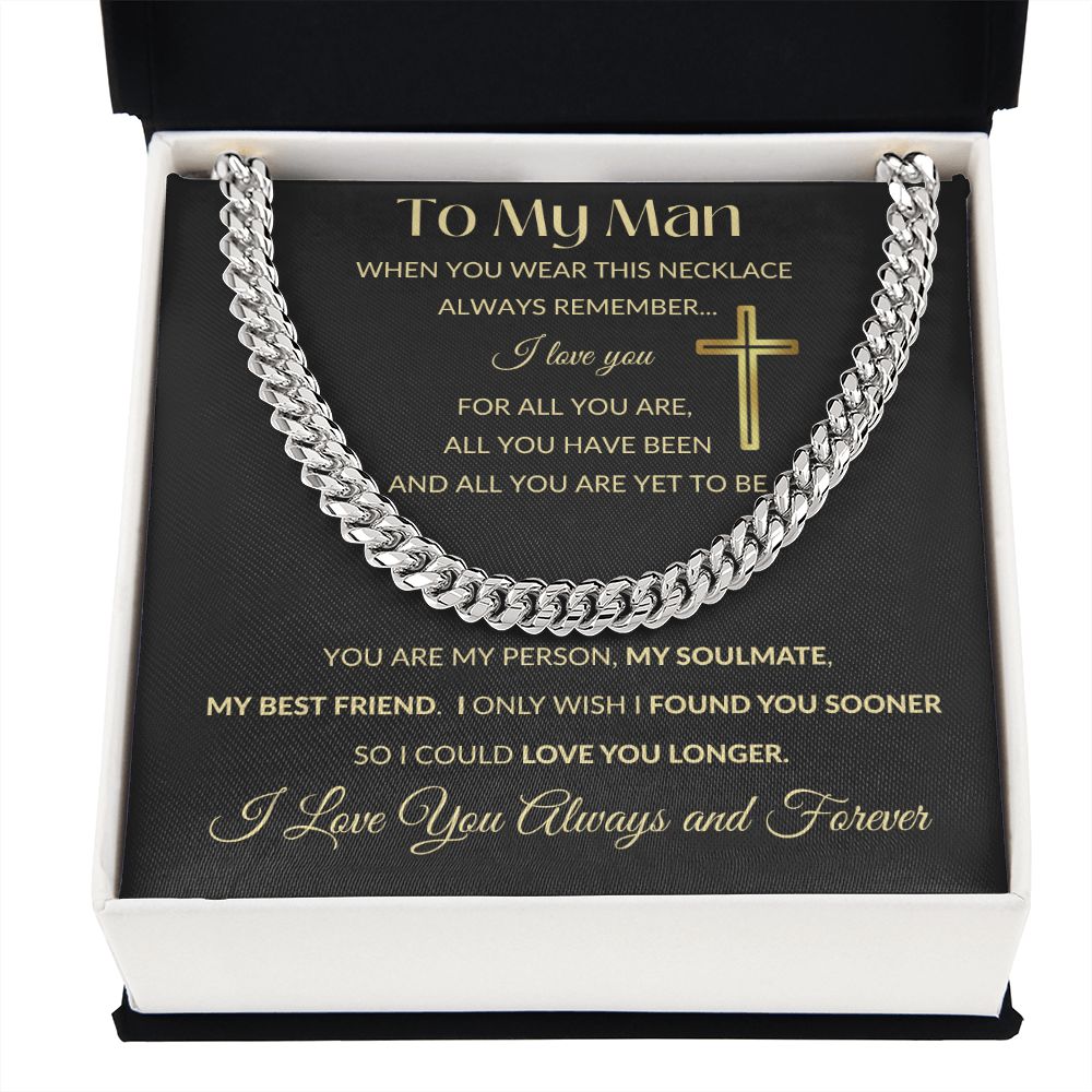 Cuban Link Chain Necklace - To My Man - Cross