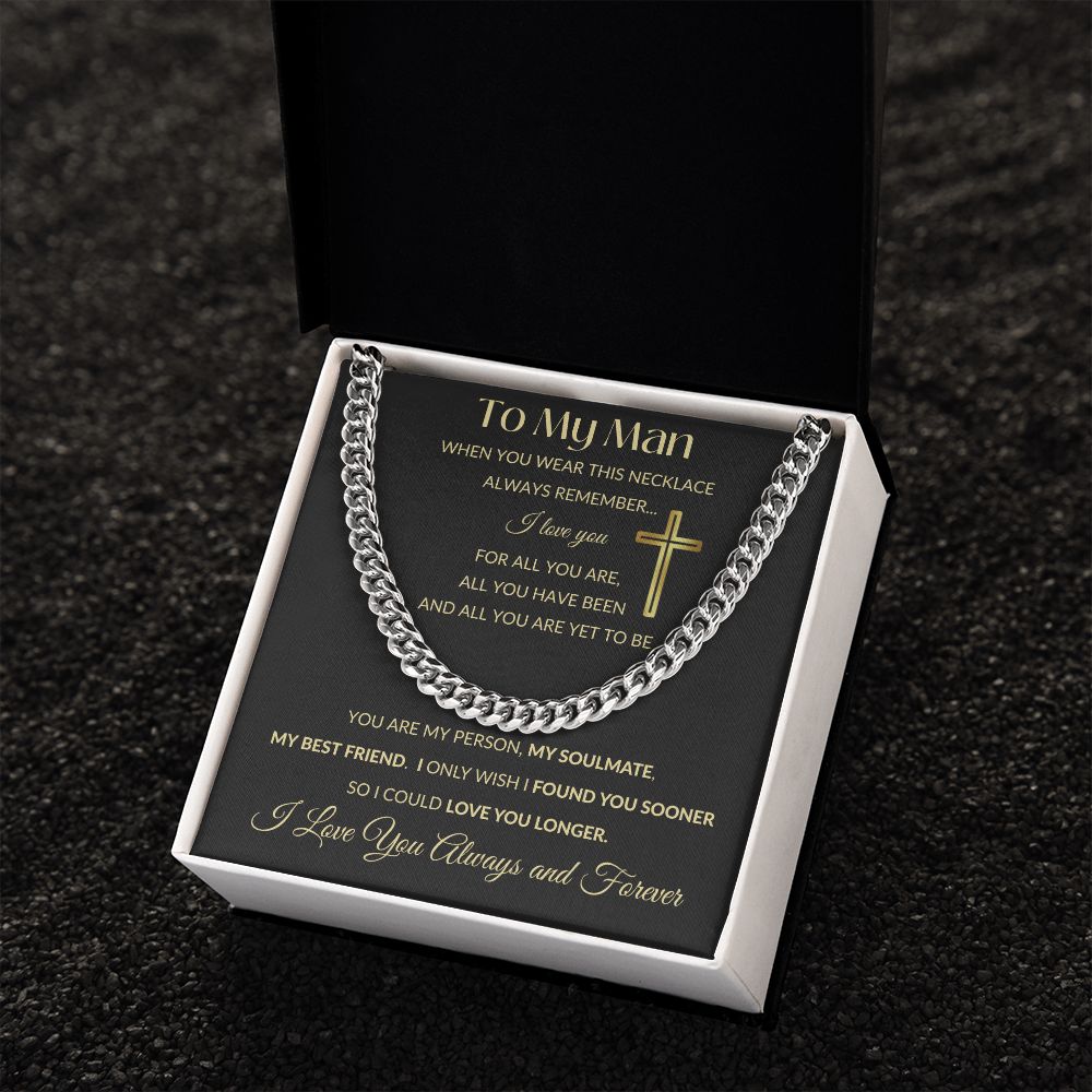 Cuban Link Chain Necklace - To My Man - Cross