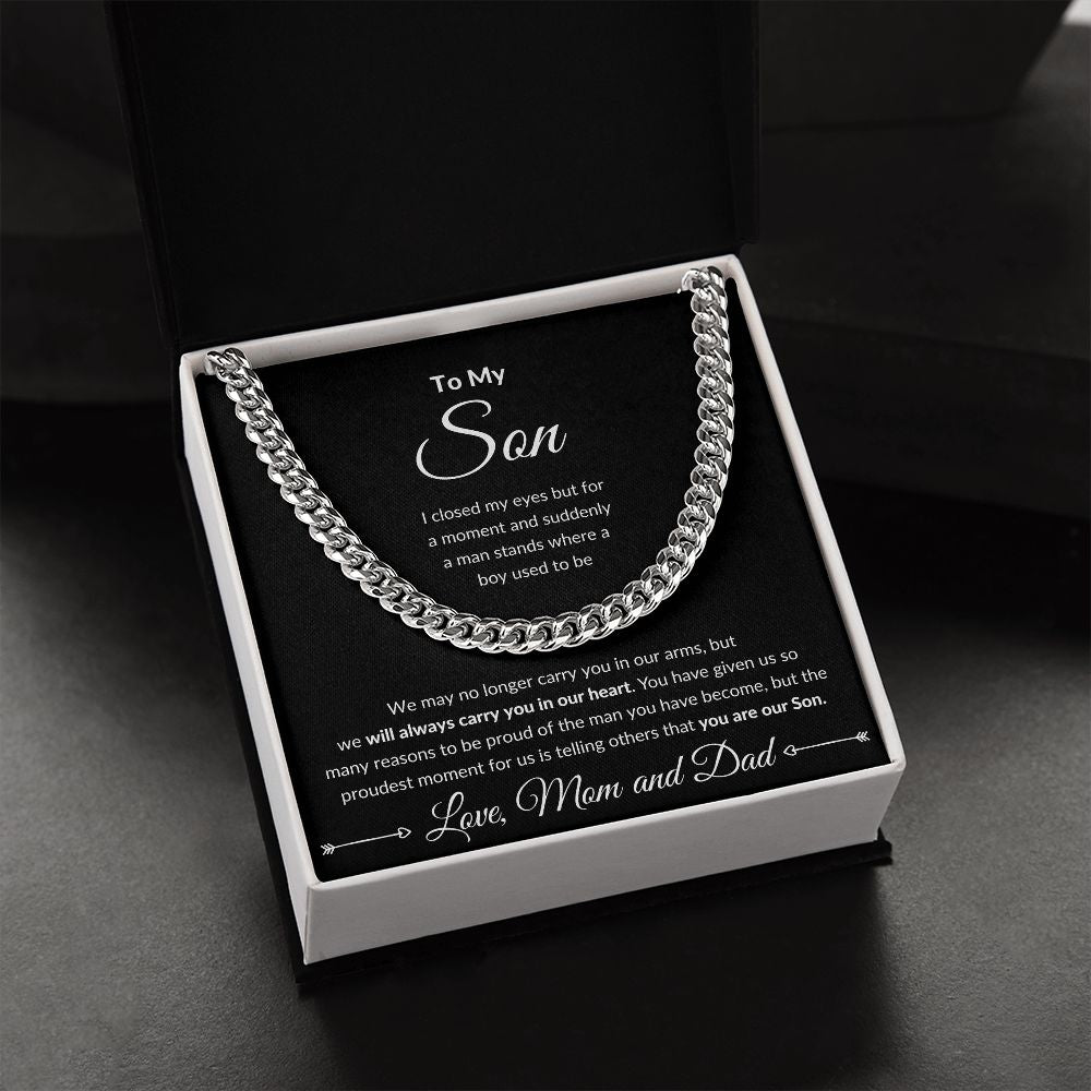 Cuban Link Chain, Gift to Son from Mom and Dad - I close my eyes