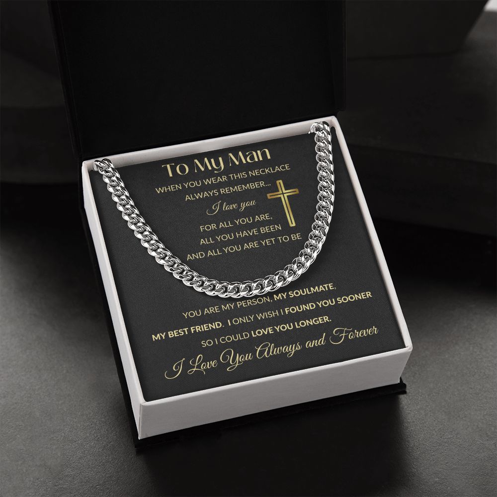 Cuban Link Chain Necklace - To My Man - Cross