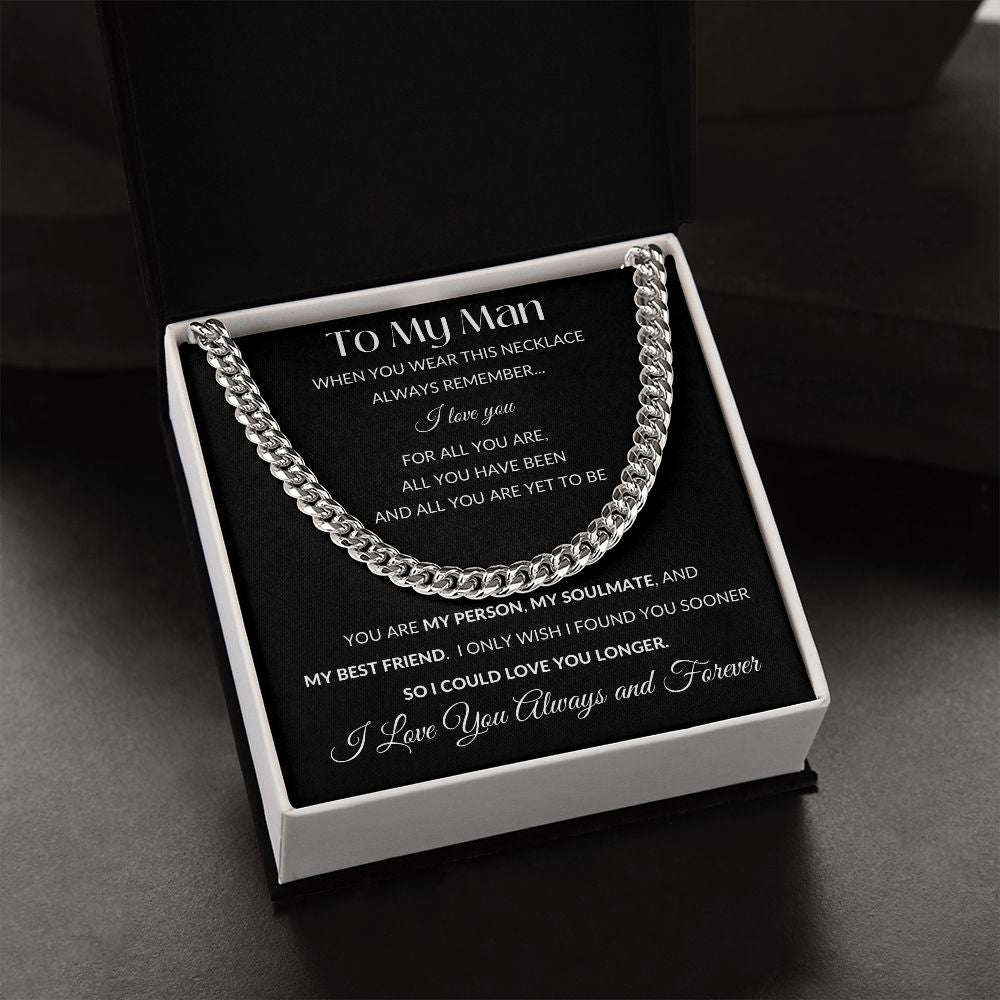 Cuban Link Necklace Chain, To My Man - Black