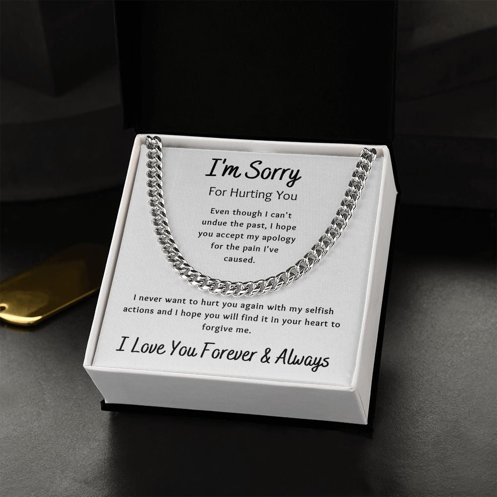I'm Sorry Apology Gift for Him, Cuban Chain Link Necklace - To Husband, Boyfriend, Son, Brother, Ex
