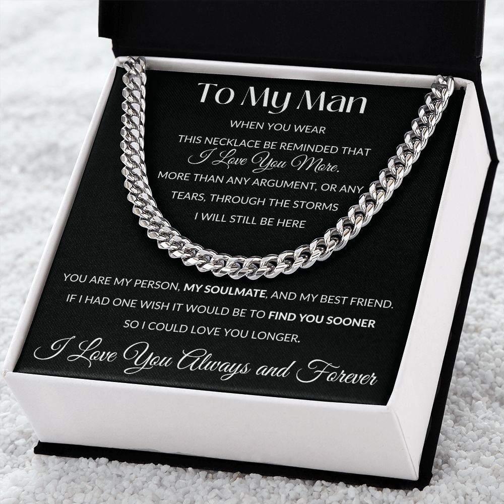Cuban Link Necklace, GIFT FOR MY MAN - I Love you More