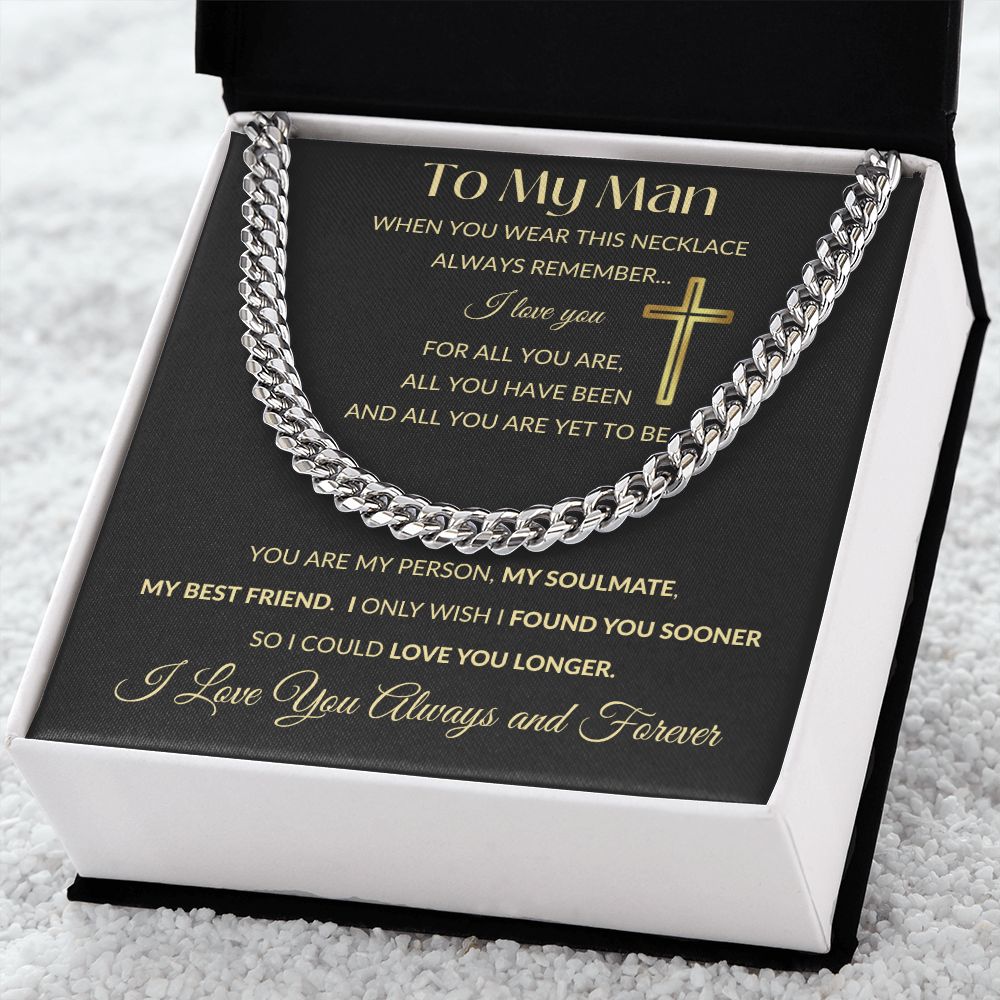 Cuban Link Chain Necklace - To My Man - Cross