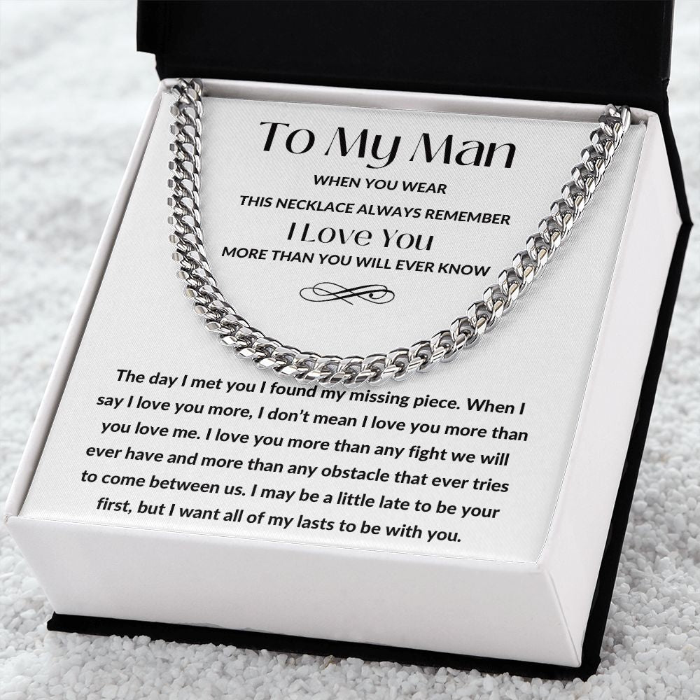 Cuban Link Chain, Gift to My Man, Husband, Boyfriend, Soulmate - My Missing Piece - Anniversary, Birthday, Christmas, Valentines Day