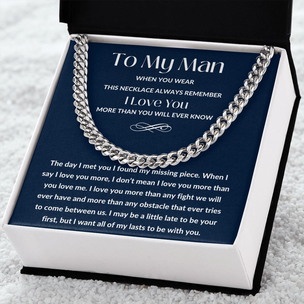 Cuban Link Chain, Gift to My Man, Husband, Boyfriend - I Love You - Anniversay, Birthdays, Christmas, Valentines Day,