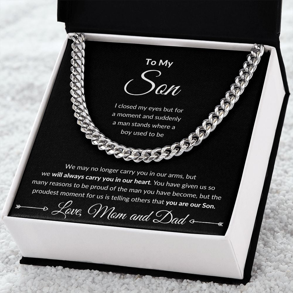 Cuban Link Chain, Gift to Son from Mom and Dad - I close my eyes