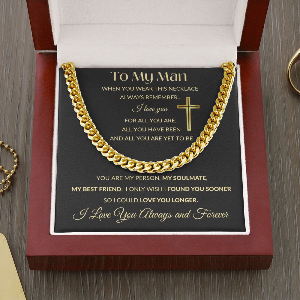 Cuban Link Chain Necklace - To My Man - Cross