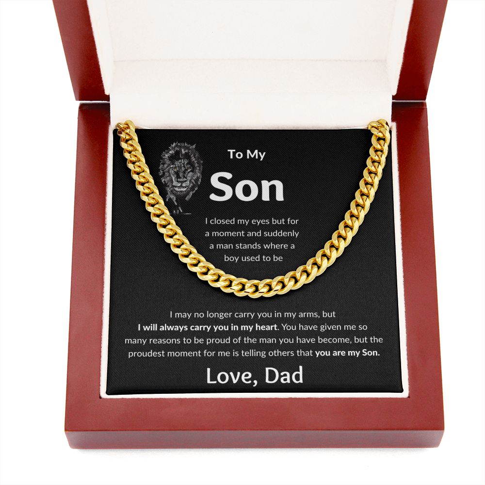 Cuban Link Chain, Gift to Son from Dad - I closed my eyes Lion