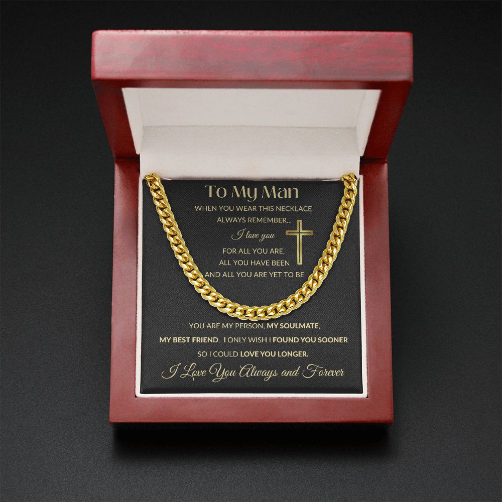 Cuban Link Chain Necklace - To My Man - Cross