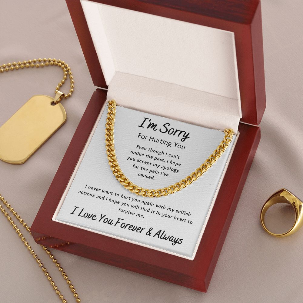 I'm Sorry Apology Gift for Him, Cuban Chain Link Necklace - To Husband, Boyfriend, Son, Brother, Ex