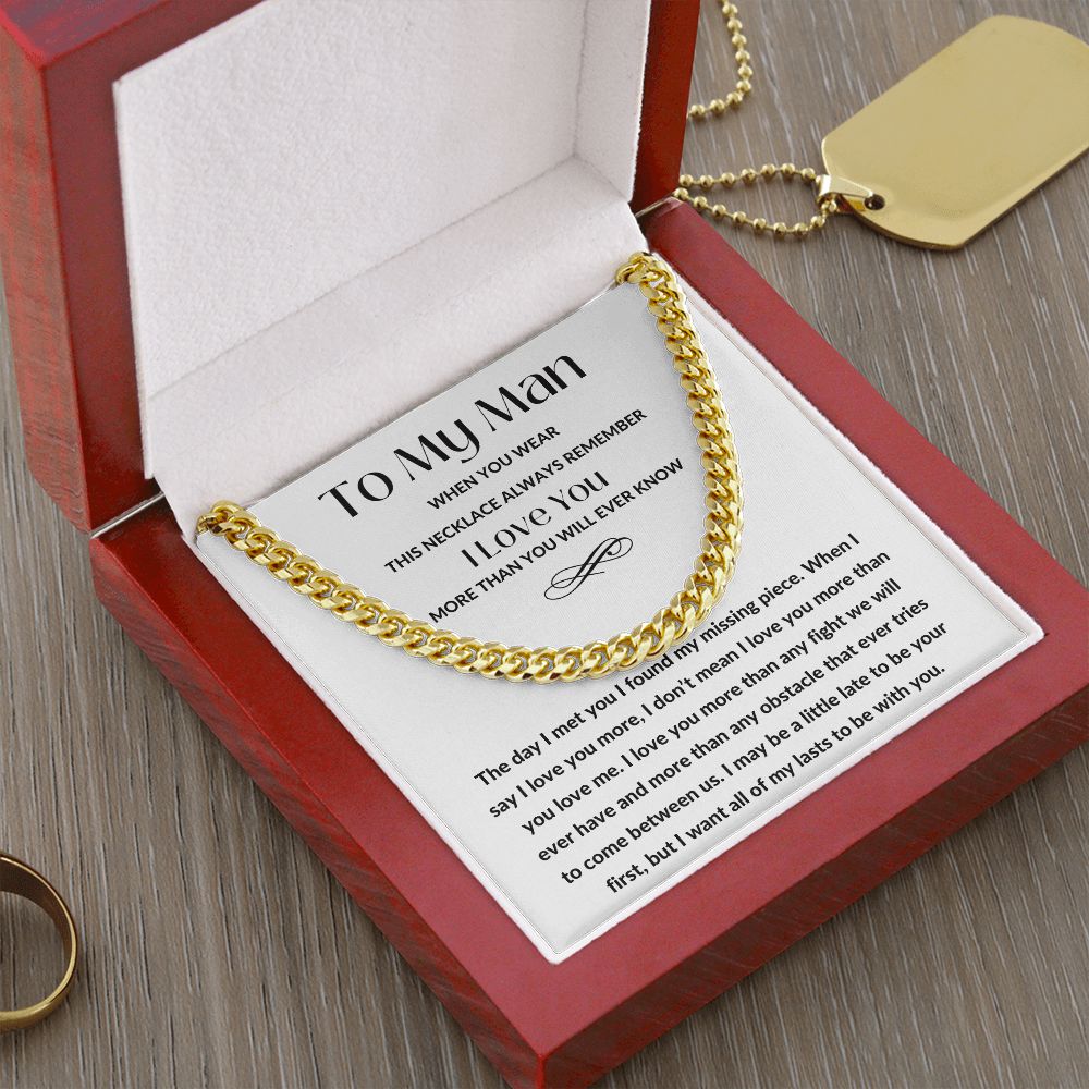 Cuban Link Chain, Gift to My Man, Husband, Boyfriend, Soulmate - My Missing Piece - Anniversary, Birthday, Christmas, Valentines Day