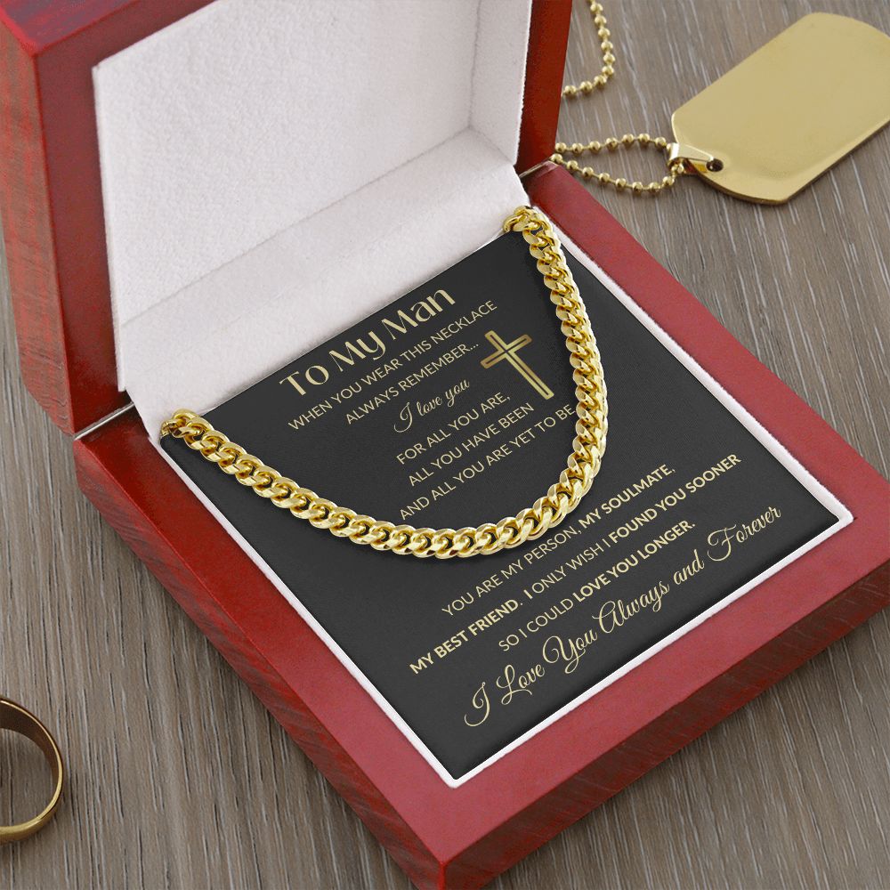 Cuban Link Chain Necklace - To My Man - Cross