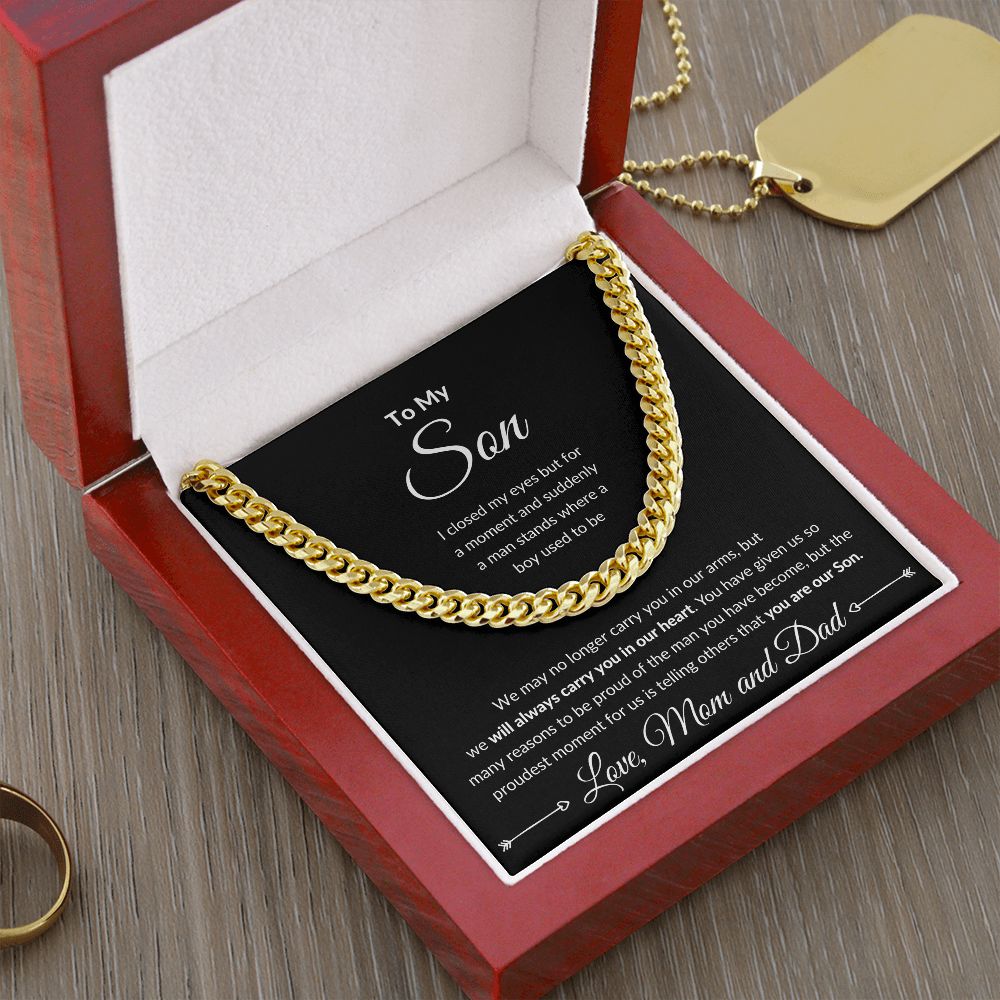 Cuban Link Chain, Gift to Son from Mom and Dad - I close my eyes