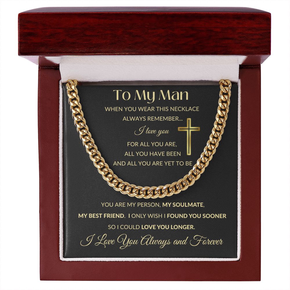 Cuban Link Chain Necklace - To My Man - Cross