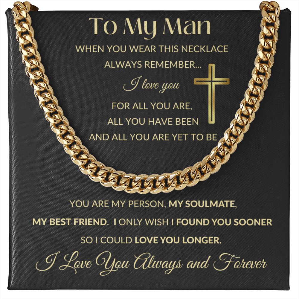 Cuban Link Chain Necklace - To My Man - Cross