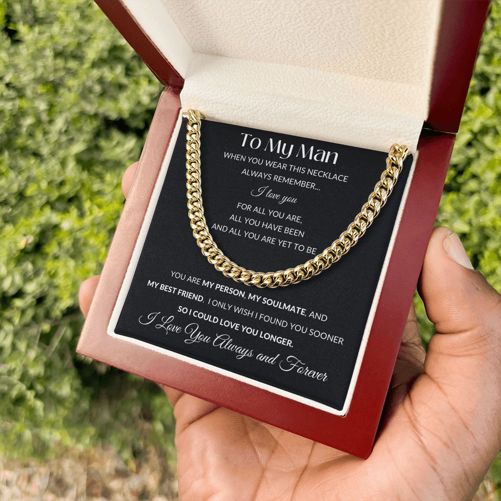 Cuban Link Necklace Chain, To My Man - Black