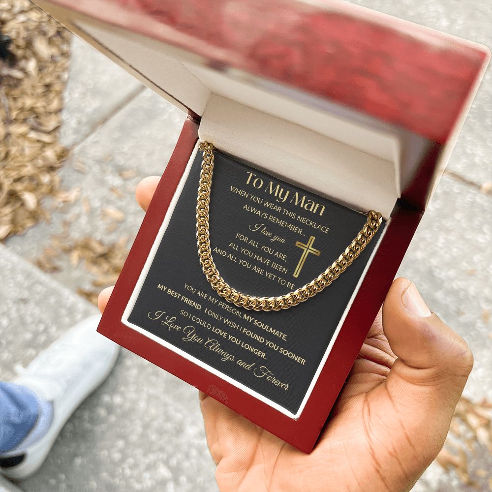 Cuban Link Chain Necklace - To My Man - Cross