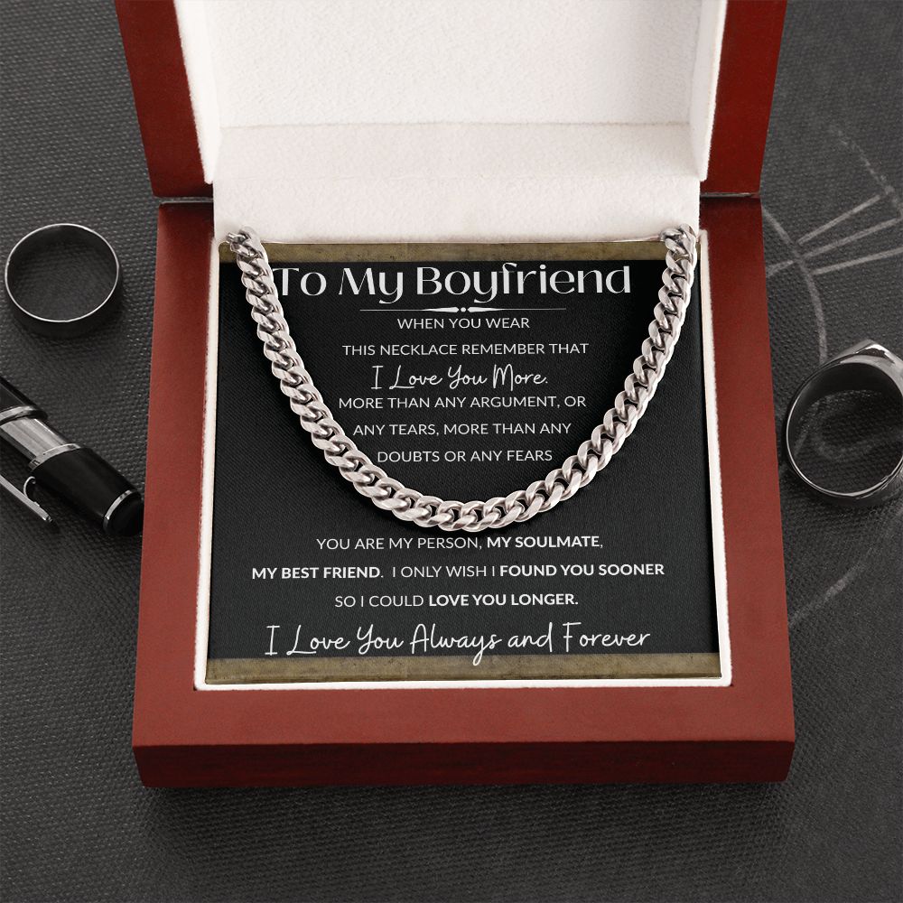 Cuban Link Necklace, GIFT TO BOYFRIEND - I Love You More